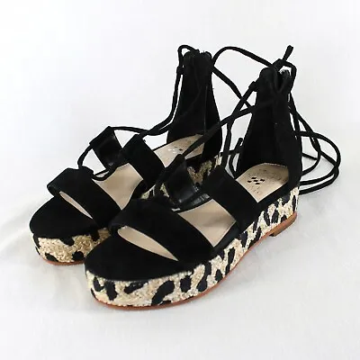 Vince Camuto Kellia Espadrille Platform Sandals Womens Sz 6.5 Black Suede • $38.99