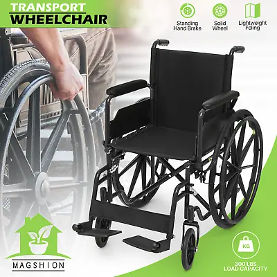 [FDA APPROVED]18 Folding Manual Wheelchair Flip Back Armrest Swing Away Footrest • $143.99
