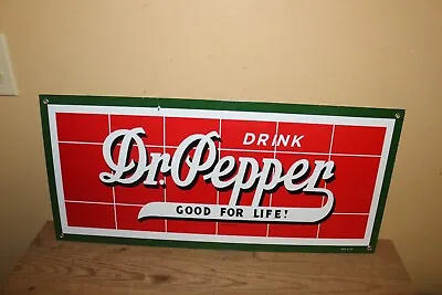 Vtg Large Drink Dr. Pepper Good For Life Soda Pop 26  Metal Porcelain Sign • $285