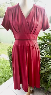 RetroSpec'd Dark Red 40s-50s Style Dress Rockabilly Vintage Size 10-Small 12 • $24.95