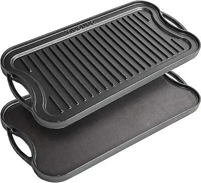 £24.99 • Buy Non-Stick Cast Iron Reversible Griddle Plate Pan BBQ Grill & Hob Cooking Nuovva