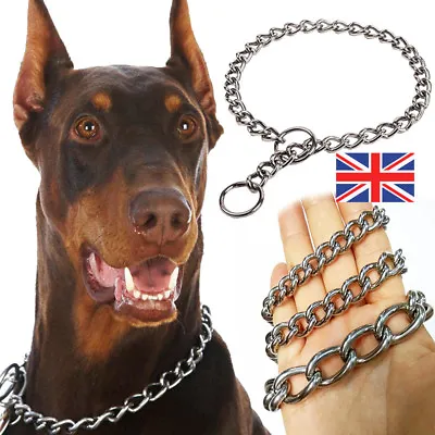 Puppy Dog Stainless Steel Choke Metal Chain Necklace Slip Choker Pet Collar M-XL • £4.99