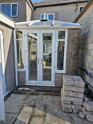 Used White UPVC External Conservatory Doors Complete With Sill And Blinds • £300