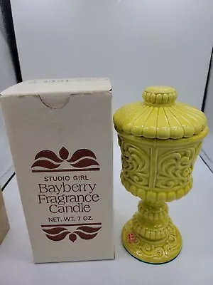 Vintage 60s Studio Girl Bayberry Fragrance Candle 7 Oz Rubens Yellow Candle Hold • $35.99