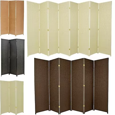 3 4 5 6 7 8 10 Panel Room Divider Privacy Screen Weave Design Fiber Black Brown • $99