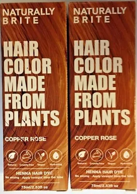 Naturally Brite Henna Hair Dye Natural From Plants Copper Rose 2.53fl SET Of 2 • $17.95