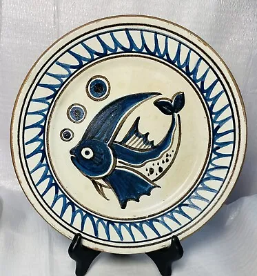 Ahura Artist Signed Hand Painted Fish Glazed Art Pottery Decorative Platter 12  • $32.50