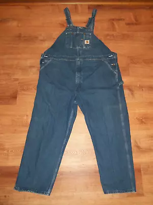 Carhartt Bib Overalls Mens SZ 48 X 28 Blue Denim RN# 14806 • $59.99