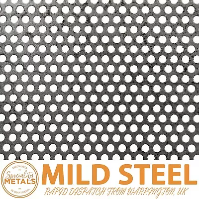 3mm Hole X 5mm Pitch X 1mm Thick Mild Steel Round Perforated Mesh Sheet Plate • £12.37