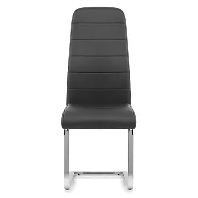 Monet Chrome Kitchen Dining Chair Black Faux Leather Cantilever Leg • £84.99