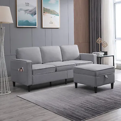 Compact L-Shaped Sectional Sofa With Storage Ottoman Living Room Furniture Set • $319.99