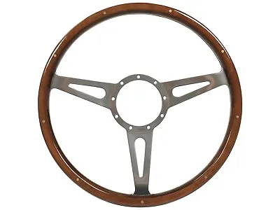 9 Bolt Classic Series Steering Wheel | Deluxe Riveted Wood Grip Slotted Center • $215.99