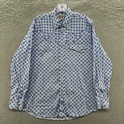 Cinch Shirt Mens M Blue Plaid Pearl Snap Long Sleeve Western Cowboy Rodeo Shirt • $29.99