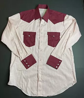 VTG H Bar C California RanchWear Pearl Snap Rockabilly Western Shirt Sz 16.5-34 • $79.77