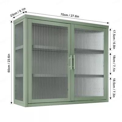 Retro-style Cabinet Retro Style Haze Double Glass Door Wall Cabinet • $331.63