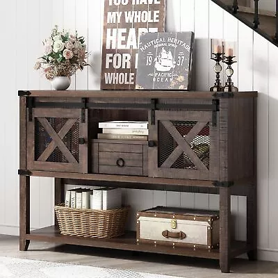 46'' Rustic Console Table Farmhouse Entryway Table Sofa Table With Storage • $186.19