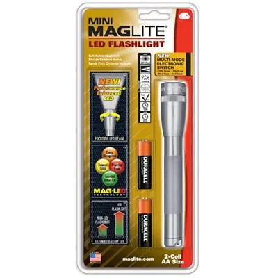 Maglite Mini LED 2-Cell AA Flashlight With Holster Gray • $29.65
