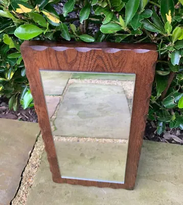 Rustic Artisan Wall Hanging Solid Oak Board With Mirror Carved Edges 37x20 • £19.50