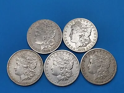 1878-1904 Morgan Silver Dollars F-VF (Fine-Very Fine) Pre-1921 Lot Of 5 Coins • $174.99