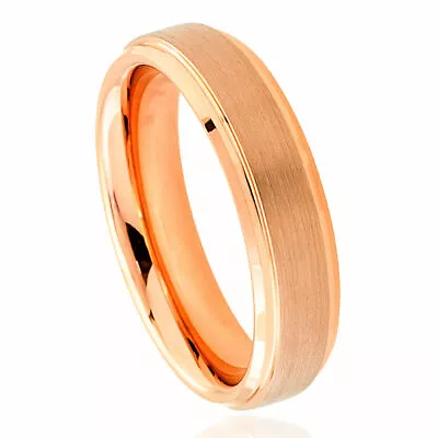 Free Engraving - 6mm Tungsten Carbide Rose Gold Plated Brushed Wedding Band Ring • $22.46