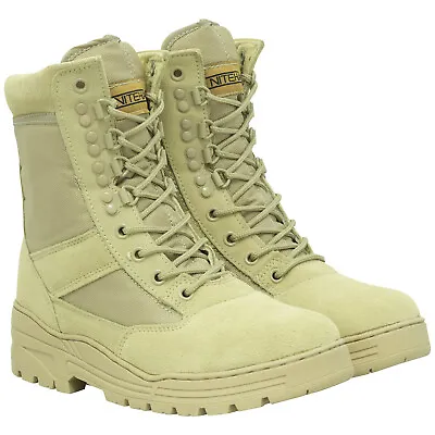 Nitehawk Army/Military Patrol Desert Leather Combat Boots Outdoor Cadet Security • £24.99