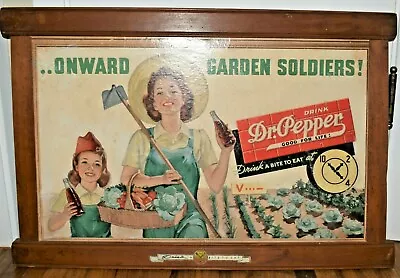 VERY RARE Vintage DR PEPPER SODA WWII ONWARD Garden Soldiers Advertising SIGN • $1995