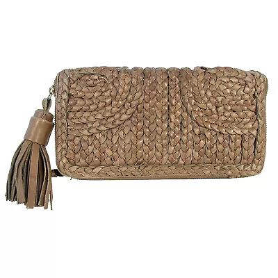 MONSERAT De LUCCA Braided Leather Tassel Clutch Handbag Wallet • $40