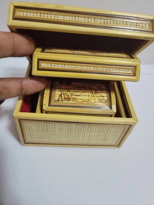 $9.99 • Buy Vintage Nesting, Trinkey  Treasure Chest Boxes 3Pc Set