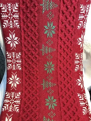 ARAN MOR Merino Wool Red Snowflakes BLANKET 45”x62”Ireland￼ ￼WOOLEN MILLS NWOT • $67.92