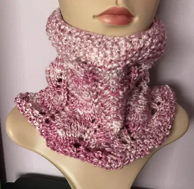 Hand Knitted Neck Warmer/cowl Made In Pink Mix  Chunky Yarn • £4.99