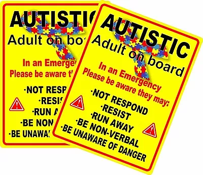 2x Autistic Adult In Vehicle Autism Awareness Car Bumper Sticker Vinyl Decal • $3.75