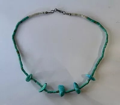 Vintage Native Turquoise Sterling Heishi Choker Necklace • $29.99