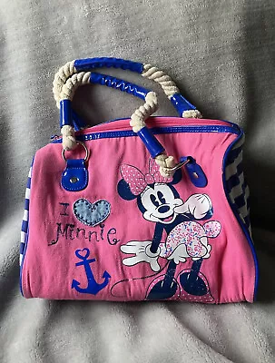 Disney Store I Love Minnie Mouse Nautical Y2K Pink Blue Handbag Shoulder Bag • £10