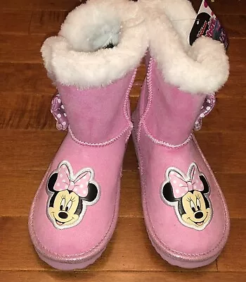 Disney Minnie Mouse Little Girl Pink Slip On Boots Shoes Size 12 New • $25.99