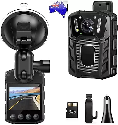 $80.57 • Buy Body Camera Dash Cam Night Vision Suction Audio 64GB 1080P DVR With Car Mount