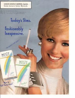 Vintage Print Ad Tobacco Cigarette Advertisement MISTY Lights Slim Fashionably  • $9.95