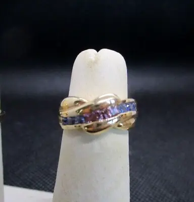 14K YELLOW GOLD TANZANITE AND AMYTHYST RING  Size 6 • £198.18