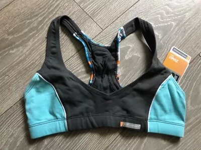 Zumba Sports Bra Blue Grey Top Fitness Gym Training Crop NEW Dance Size M • £7.49