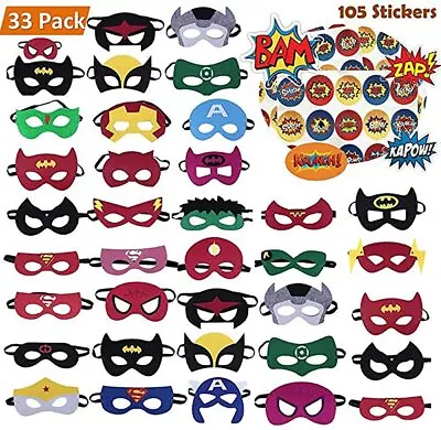 Superhero Masks For Kids 35 PCS Eye Masks Set Birthday Party Favors  • $15