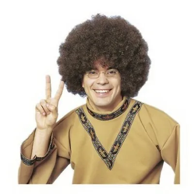 70's Afro Wig Brown Synthetic Hair Unisex Curly Costume Wig • $19.98