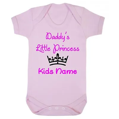 Daddy's Little Princess Personalised Bodysuit With Name Dad Cute Vest • £8.99