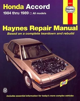 Haynes 42011 Honda  Accord 1984 Thru 1989 Repair Manual    Upc: 9781850106159 • $10.50