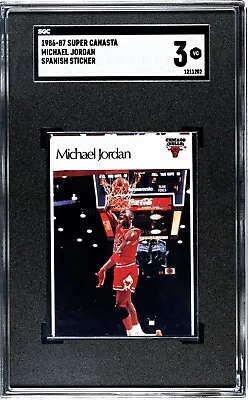 Michael Jordan 1986-87 Super Canasta Spanish Sticker Rookie SGC 3 • $162