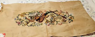 Vintage Seat Bench Cover Needlepoint Musical Instruments Flowers Dritz Madeira • $27.50