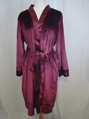 Joanna Hope Claret Velvet Velour Mid Length Kimono Dressing Gown Robe Size 16-18 • £5.50