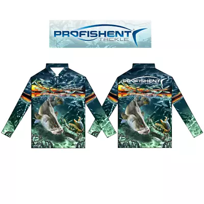 Profishent Tackle Fishing Shirt Sublimated Barra Storm - Choose Size BRAND NEW @ • $59.90