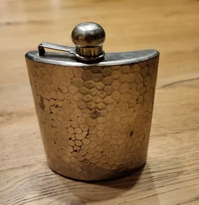 Vintage Hammered Tin Lined Flask Made In Germany -- 3.75 X 5 X 1  • $12