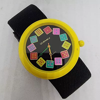 Vintage Quemex Dice Watch Seiko Hong Kong Movt Large Oversized Face 80s Retro • $39.99