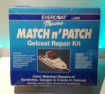 NIB Evercoat Marine Match’N Patch Gelcoat Repair Kit 100668 Tub Showers  Nos  • $39.99