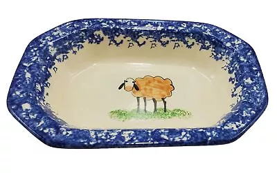 Molly Dallas Spatterware 8 Sided Sheep Serving Bowl Dish Pottery Farmhouse VTG • $21.99